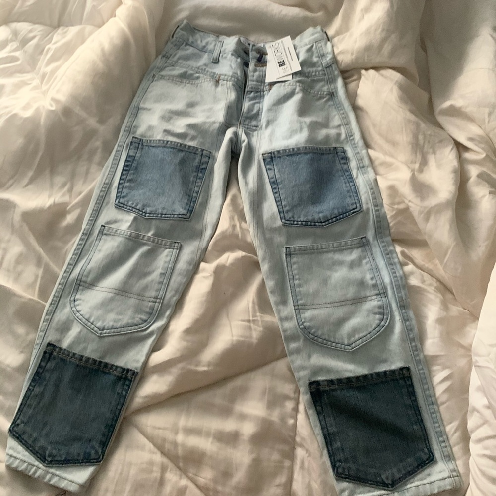 Recycled and repurposed denim jeans.